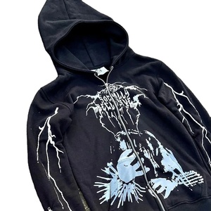 Sweat à capuche zippé 100% coton pour hommes conçu sur mesure 400 Gsm coupe et couture patch de broderie éponge française pour l'hiver Streetwear pour hommes - Product Image 1