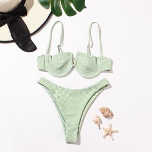Women Two Piece <b>Bikini</b> <b>Set</b> Semi Sheer Polka Dot Swimwear <b>Triangle</b> Bra and Swim Brief Beachwear - Product Image 5