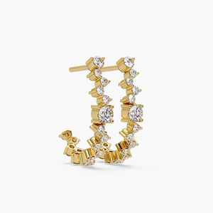 Boucles d'oreilles clous tendance en diamant de laboratoire, couleur F, taille vintage, certifiées IGI, pour femme, bijoux de mode pour fiançailles, usage quotidien, cadeau - Product Image 2
