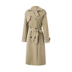 Custom Logo <b>Womens</b> Trench <b>Coat</b> Classic Lapel Belted Long Overcoat Elegant Windproof Winter Jacket Outerwear - Product Image 1