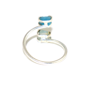 Neon Apatite Aquamarine Gemstone <b>Ring</b> 925 <b>Silver</b> Plated Prong Setting Bohemian Style Unisex Daily Wear March Birthstone Jewelry - Product Image 3