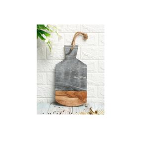 Planche à découper moderne en marbre et bois, surface de découpe élégante pour la préparation des légumes, des fruits, du pain, de la viande et du fromage - Product Image 5