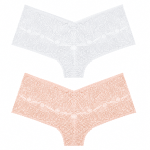 Lot de 6 culottes boyshorts mi-hautes en dentelle pour femme, respirantes, en Spandex/Coton, tricotées sans couture, coloris Noir Prune, pour White Peach - Product Image 3