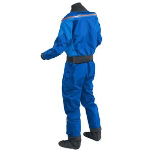 Men's Blue Waterproof Polyester <b>Work</b> Coverall with Orange Zipper and <b>Black</b> Trim for Industrial Use - Product Image 2