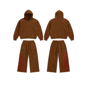 Mens Cotton Fleece Winter Solid Stacked Pullover Hoodie Acid Wash Flare Jogger Sweatpants Plus Size Screen Print Streetwear NEWX - Product Image 3