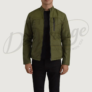 Custom Men Olive Green Winter <b>Jacket</b> Stand Collar Padded Outerwear <b>Slim</b> <b>Fit</b> Casual Warm Zip Up Puffer <b>Jacket</b> For Men - Product Image 1