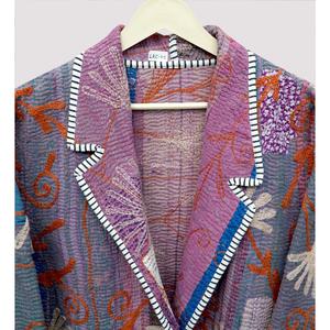 Chaqueta Blazer Vintage para Mujer, Bordada con Flores, Cuello en V, Patchwork, Ecológica, Reversible, para Otoño - Product Image 4