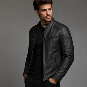 Sportwear 2026 New Arrivals Men's Casual Stand Collar Breathable Crocheted Quilted Winter Leather <b>Biker</b> <b>Jackets</b> wholesale - Product Image 2