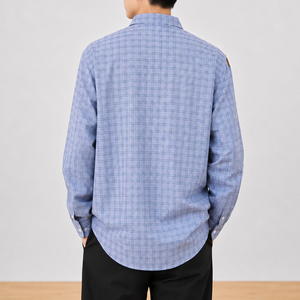 Camisa informal holgada de manga larga con estampado a cuadros que absorbe la humedad - Product Image 3