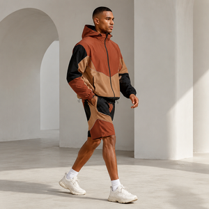 Factory Custom Men's Jacket and Shorts <b>Windbreaker</b> Set Blank Wholesale Nylon Outerwear Set Custom Logo OEM Manufacturer - Product Image 3