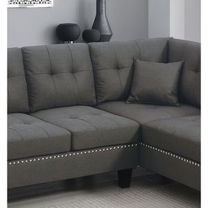 Set Divano Componibile 2 Pezzi in Tessuto Simil Lino Color Caffè Scuro, Divano LAF e Chaise Longue RAF, Arredamento per Soggiorno - Product Image 5