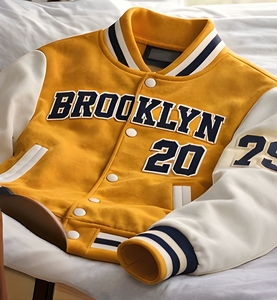 Veste universitaire en molleton filé 280 GSM de style universitaire américain haut de gamme, personnalisable avec logo, streetwear épais, veste de baseball Letterman - Product Image 2