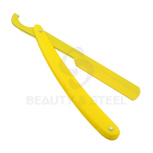Professional Straight Edge Barber <b>Razor</b> Yellow Folding Shavette Single Blade Holder for Close Shaves and Precise Beard Trimming - Product Image 2