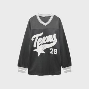 Camiseta Deportiva Personalizada Ecológica para Mujer, Tejido Jersey Transpirable, Manga Larga, Cuello en V, para Béisbol o Fútbol - Product Image 1