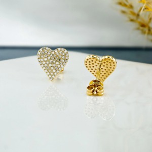 Pendientes de Diamantes Creados en Laboratorio con Forma de Corazón en Oro de 14K, Elegantes Pendientes de Diamantes con Forma de Amor para Mujer, Joyería Fina para Uso Diario - Product Image 3