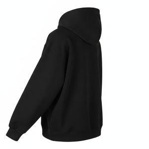 Sweat-shirt à capuche noir premium épais unisexe coupe oversize en mélange de coton, vierge pour logo personnalisé, fabricant grossiste - Product Image 2