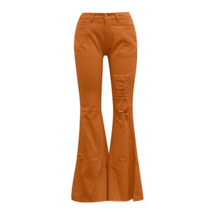 Jeans en denim personnalisés pour femmes, pantalon évasé, coupe ample, extensible, élégant - Product Image 6