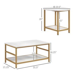 Set di 2 Tavolini Laterali Combinabili Fatti a Mano, Tavolini da Caffè e Tè Convertibili in Pietra Sinterizzata per Soggiorno e Decorazione Casa - Product Image 2