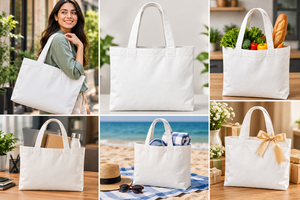 AMANI Large Eco-Friendly <b>Canvas</b> Tote Bag with Shoulder Handle for Supermarket <b>Beach</b> Daily Use - Product Image 5