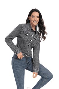 AMSEA High Quality Ladies Womens <b>Denim</b> Bomber <b>Jacket</b> Casual Ripped Distressed Eco-Friendly 100% Cotton Winter <b>Jackets</b> Wholesale - Product Image 5