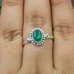 Natural <b>Green</b> Onyx Gemstone Ring 925 Sterling Silver Handmade Boho Statement Ring Women Artisan <b>Jewelry</b> Wholesale for Christmas - Product Image 4