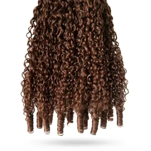 Peluca de Cabello Humano 100% Remy con Trama Completa, Rizada, con Reflejos, Larga, Marrón, Textura Rizada Natural, Personalizable - Product Image 3