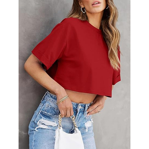 Women Relaxed Fit <b>Crop</b> T Shirt Soft Cotton Casual Fashion <b>Top</b> for Urban Streetwear Collection - Product Image 3