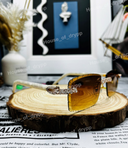 Moissanite Diamond Hip Hop Rimless Glasses Iced Out Photochoromic Eyewear Luxury <b>Sunglasses</b> Unisex Party Wear - Product Image 3