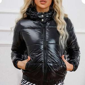 Chaqueta Acolchada de Lona Transpirable Negra para Mujer, Talla Grande, con Cadenas, Colección 2023 - Product Image 2