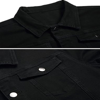 Servicio OEM ODM, Chaqueta de Mezclilla Negra para Hombre, Corte Ajustado, Casual, Cuello Camisero, Cierre de Botón, Material de Algodón, Ropa de Otoño