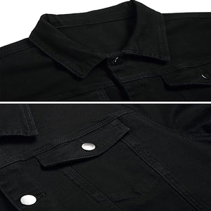 OEM ODM Service <b>Men's</b> Black Denim <b>Jacket</b> Slim Fit Casual Turn-Down Collar Single Breasted Cotton Material Autumn Wear - Product Image 3