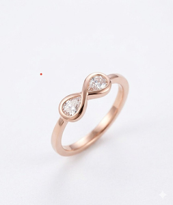 แหวนเพชรรูปทรงอินฟินิตี้ประดับเพชรเพียร์แล็บโกรว์เคลือบทองคำชมพู 14K ดีไซน์เรียบหรูสำหรับใส่ในชีวิตประจำวันและงานปาร์ตี้สำหรับเธอ - Product Image 2