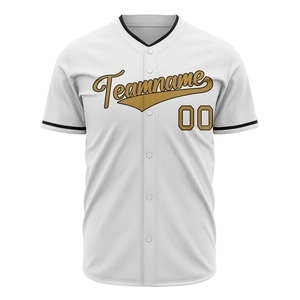 Maillot de baseball personnalisé blanc et or avec nom d'équipe 00, impression sublimée, anti-humidité, boutonné, vêtements de sport pour hommes - Product Image 2