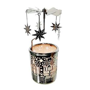 Porte-bougie rotatif en métal Silver Star, carrousel pour bougies chauffe-plat, pour décoration intérieure, centre de table, festive - Product Image 1