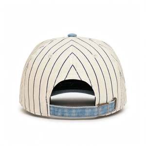Casquette Snapback Rayée Whiteaura à 6 Panneaux, Visière en Denim, Logo Brodé 3D, Unisexe, Chapeau Décontracté pour Adultes, Quatre Saisons - Product Image 4