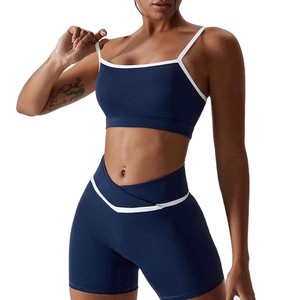 Ropa deportiva de alta calidad para gimnasio, correr, yoga, sujetador deportivo, top corto, pantalones cortos de cintura alta, conjuntos de entrenamiento para mujer, conjunto de yoga - Product Image 3