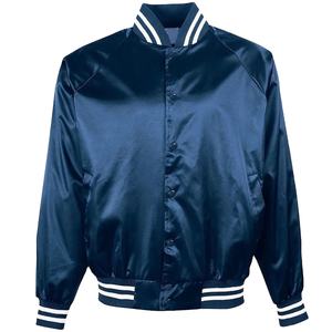 OEM personalizado satén Varsity chaquetas con bordado contraste acanalado Stand Collar lona bombardero venta al por mayor chaqueta de seda para los hombres - Product Image 1