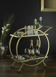 Three‑Tier Bar Cart with Gold Circular Frame Black Shelves Mobile <b>Serving</b> <b>Trolley</b> Modern Luxury Home Furniture Decorative - Product Image 5
