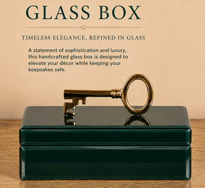 Boîte de rangement pour bijoux en verre vert forêt avec poignée dorée, finition brillante, organisateur décoratif pour souvenirs et articles de toilette - Product Image 5