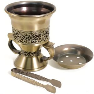 S H INC. IB-01 Quemador de incienso árabe de latón ornamentado, bellamente grabado, para incienso de Oud de madera de sequo, religioso, ecológico, para todas las estaciones - Product Image 2