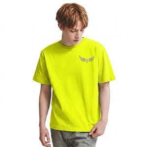 Camiseta de Manga Corta Gris Claro para Hombre con Logotipo de Ala Bordado, Cuello Redondo, Corte Regular, Informal, de Algodón - Product Image 4