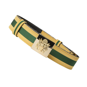 Cinturón de Cuero Formal con Hebilla de Aleación con Rayas Azules y Amarillas y Emblema de Águila - Product Image 4