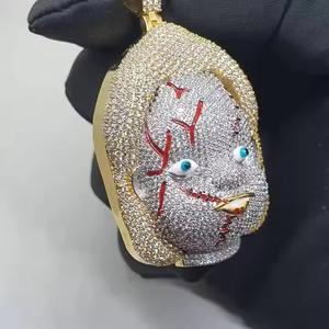 Colgante de cruz grande de plata de ley 925 maciza para hombre, con incrustaciones de circonitas, Jesús, Crucifijo, estilo Hip Hop Rapper - Product Image 2