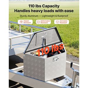 Cassetta Portautensili per Rimorchio in Alluminio Rinforzato 74x41x46 cm, Nuovo Organizzatore Portaoggetti Resistente con Chiavi di Blocco, Multiuso - Product Image 3