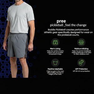Shorts de pickleball personnalisables pour hommes, 5 pouces, polyester/coton, légers, taille élastique, impression sublimée, protection UV, séchage rapide - Product Image 3