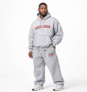 Custom <b>Oversized</b> Pullover Hoodie and <b>Sweatpants</b> Tracksuit Heavyweight Pullover Hoodie and Baggy <b>Sweatpants</b> Two Piece Hoodie Set - Product Image 1