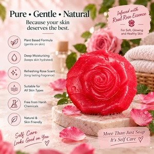 Savon à l'huile essentielle de rose, savon artisanal naturel à base de plantes, barre de bain nettoyante en profondeur, savon nourrissant pour le corps, OEM pour une peau lisse, convient à tous les types de peau - Product Image 5