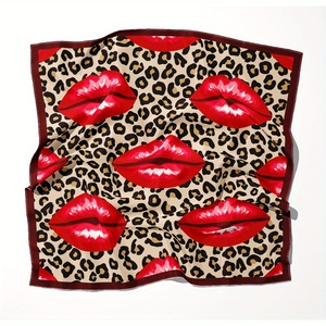 Écharpe carrée élégante en twill de soie satinée à imprimé géométrique pour femme, idéale pour les événements, foulards et bandanas - Product Image 1