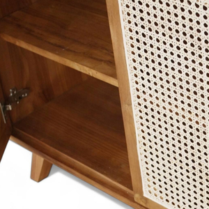 Buffet de style minimaliste en rotin avec 4 portes et 4 étagères pour la maison - Product Image 4