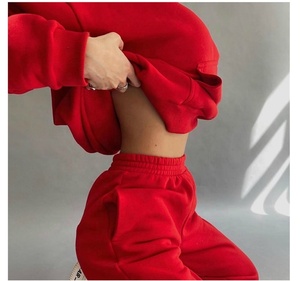 ชุดเสื้อฮู้ดแบบสวมหัวแขนยาวสำหรับผู้หญิง,ชุดนักวิ่งพร้อมกระเป๋าจิงโจ้และกางเกงวอร์มสินค้าออกใหม่ - Product Image 4